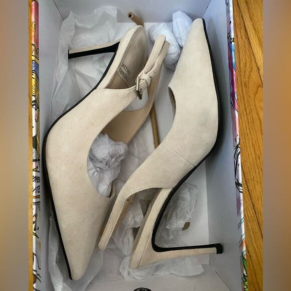 Jeffrey Campbell Kienna beige suede shoes high heels slingbacks Revolve 7.5 - Picture 8 of 11